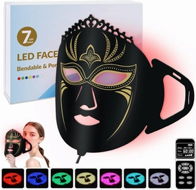 7 Color LED Face Mask Light Therapy, Red Light Therapy for Face, Silicone LED Light Therapy Facial Masks, 360pcs Colorful LED Beauty Mask Device for Skin Tight Smooth Elastic, Men Women Girls at Home
