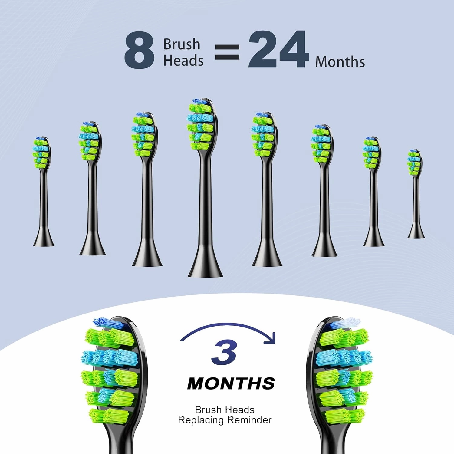 7AM2M Sonic Electric Toothbrush for Adults and Kids, with 8 Brush Heads and Travel Case,5 Modes with 2 Minutes Build in Smart Timer, One Charge Use for 90 Days, Rechargeable Toothbrushes(Black)