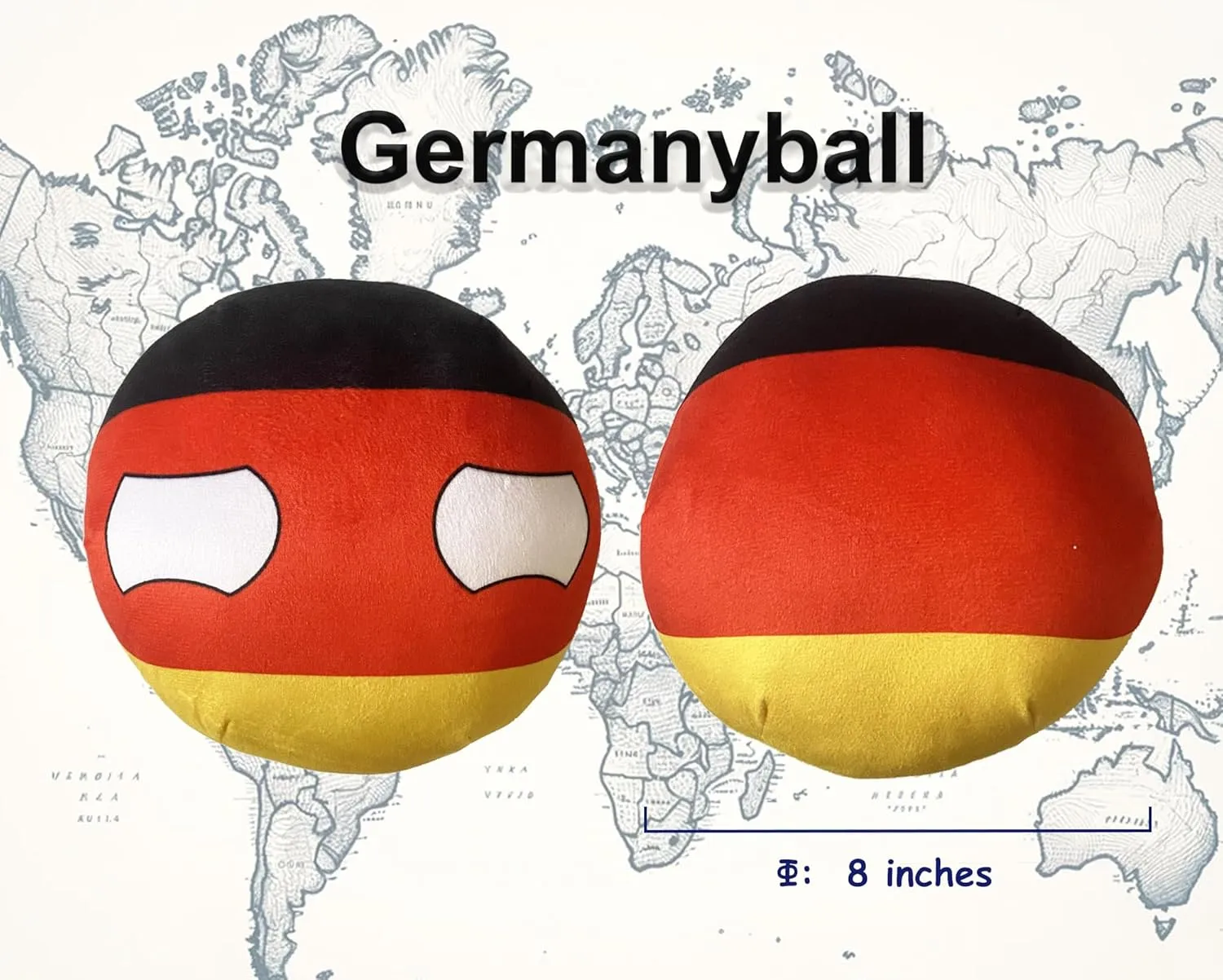 8-Inch Countryball Plushie – Soft and Cute National Ball Toy – Collectible Gift for Fans, Kids, and Plush Enthusiasts (7.Germany)