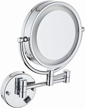 8.5 Inch LED Lighted Wall Mount Makeup Mirror with 3X Magnification, Hardwired USB Rechargeable, Double-Sided with 360 Degree Swivel Design, Extendable Arm, for Bathroom