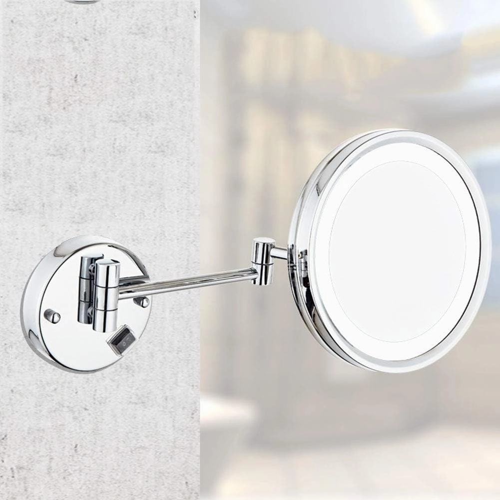 8.5 Inch Lighted Wall Mount Makeup Mirror with 3X Magnification, Single-Sided, 360 Degree Swivel Rotation with Distortion Free View, for Bathroom (Size : Plug)