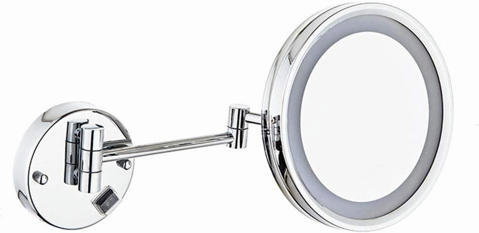8.5 Inch Lighted Wall Mount Makeup Mirror with 3X Magnification, Single-Sided, 360 Degree Swivel Rotation with Distortion Free View, for Bathroom (Size : Plug)