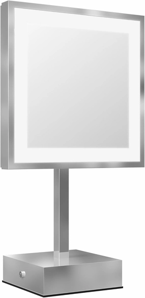 8" LED Square Mirror - 3X Magnification | Free Standing, Rechargeable - Cool Light | Makeup Mirror for Vanity, Bedroom, Bathroom | Illuminated & Portable LED Vanity Mirror (Chrome)