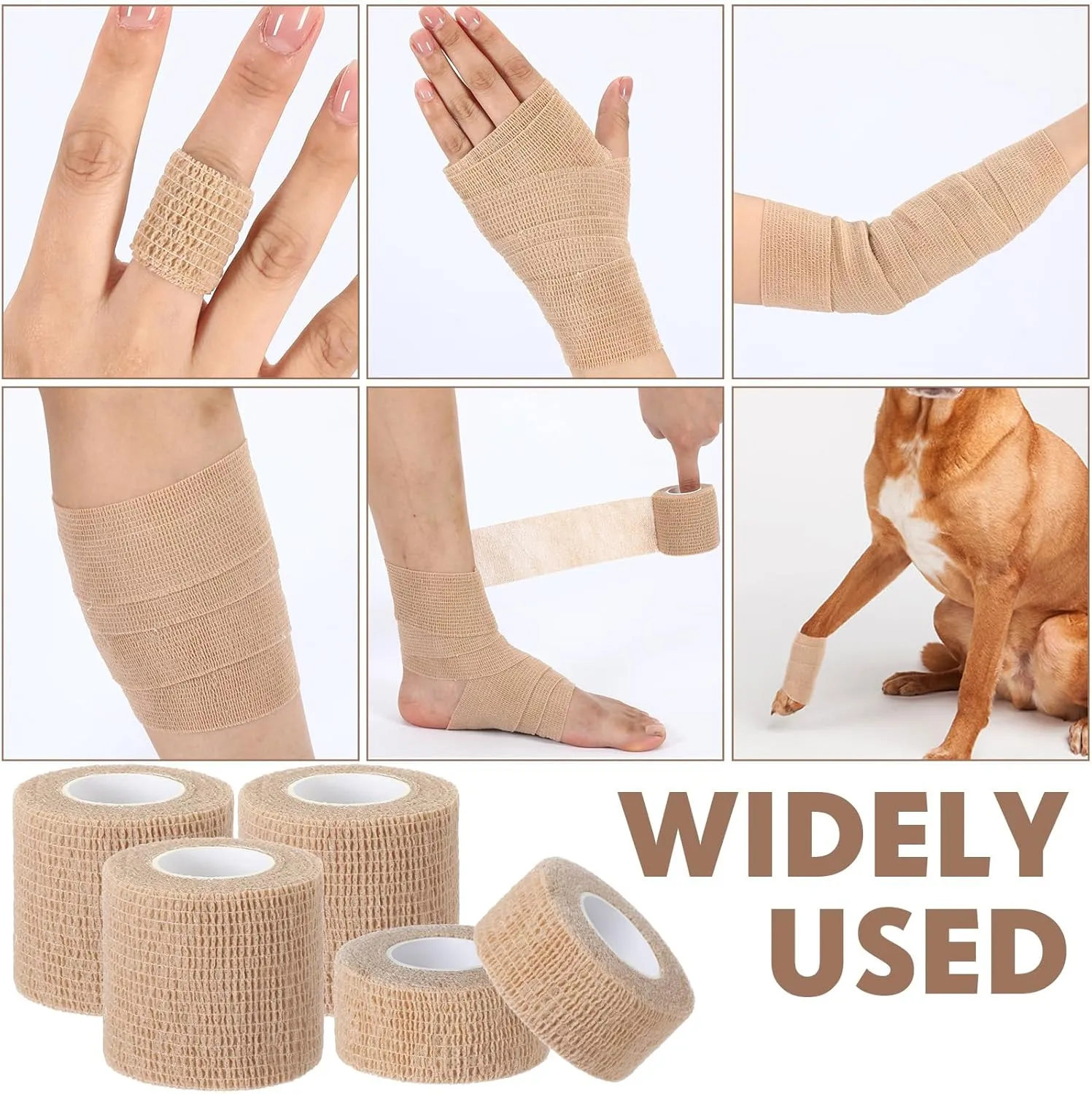 96 Pcs Self Adhesive Wrap Bandages Bulk Breathable Athletic Tape Elastic Cohesive Bandage Adhesive Wrap Roll for Stretch Athletic Sports Wrist Ankle, 1 Inch x 5 Yard, 2 Inch x 5 Yard (Nude)