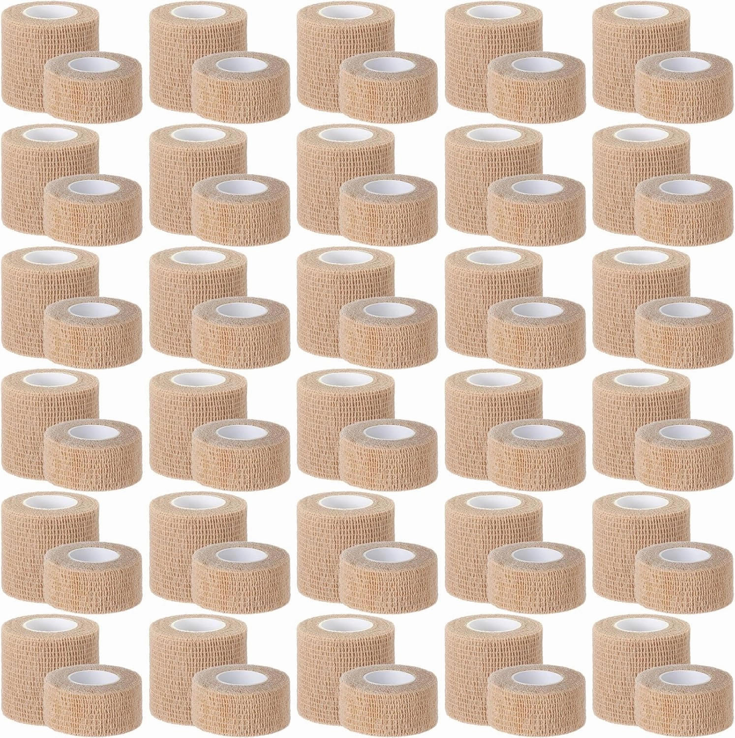 96 Pcs Self Adhesive Wrap Bandages Bulk Breathable Athletic Tape Elastic Cohesive Bandage Adhesive Wrap Roll for Stretch Athletic Sports Wrist Ankle, 1 Inch x 5 Yard, 2 Inch x 5 Yard (Nude)
