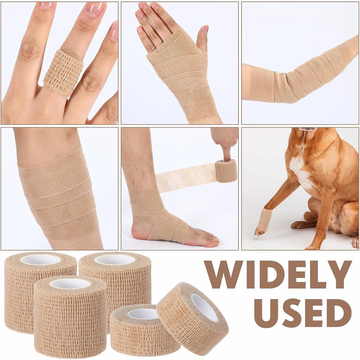 96 Pcs Self Adhesive Wrap Bandages Bulk Breathable Athletic Tape Elastic Cohesive Bandage Adhesive Wrap Roll for Stretch Athletic Sports Wrist Ankle, 1 Inch x 5 Yard, 2 Inch x 5 Yard (Nude)