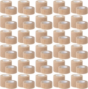 96 Pcs Self Adhesive Wrap Bandages Bulk Breathable Athletic Tape Elastic Cohesive Bandage Adhesive Wrap Roll for Stretch Athletic Sports Wrist Ankle, 1 Inch x 5 Yard, 2 Inch x 5 Yard (Nude)