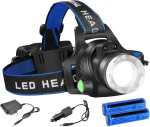 990000LM Rechargeable LED Headlamp Zoomable Torch Tactical Headlight Flashlight