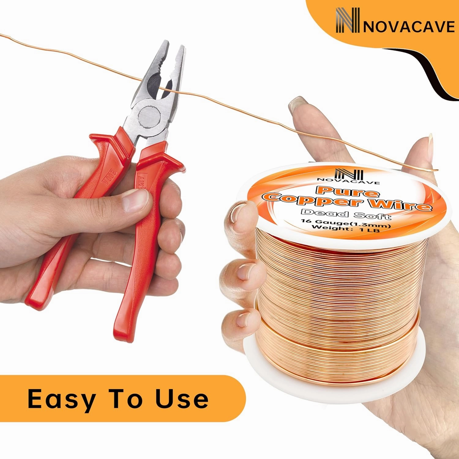 99.9% Pure Copper Wire for Electroculture Gardening, 16 Gauge Bare Copper Wire for Jewelry Making, Dead Soft, 1 LB Spool 100Ft