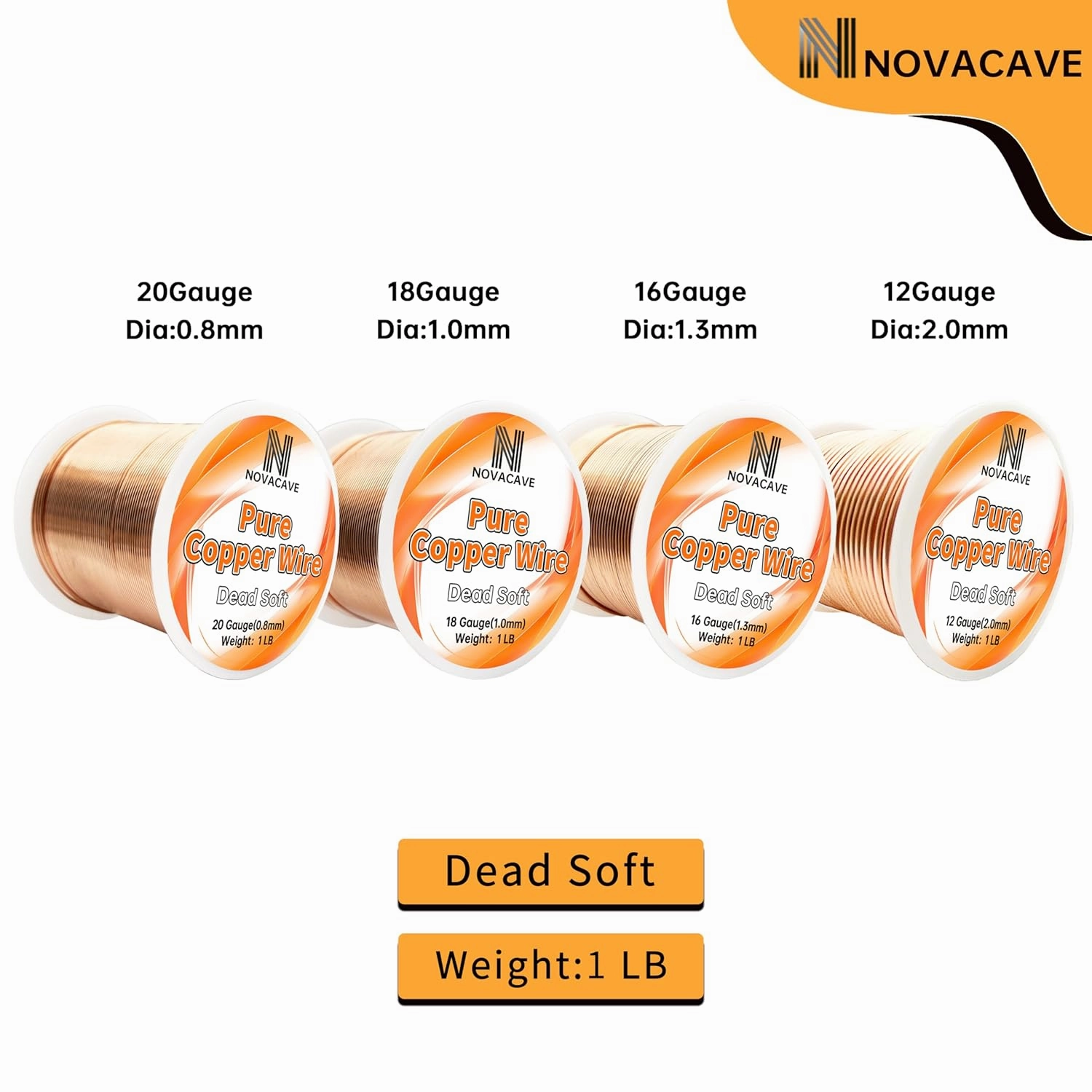 99.9% Pure Copper Wire for Electroculture Gardening, 16 Gauge Bare Copper Wire for Jewelry Making, Dead Soft, 1 LB Spool 100Ft