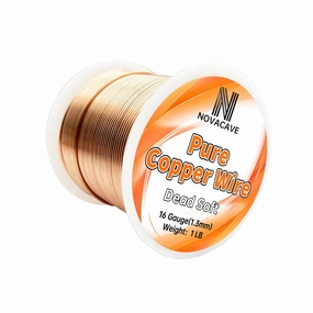 99.9% Pure Copper Wire for Electroculture Gardening, 16 Gauge Bare Copper Wire for Jewelry Making, Dead Soft, 1 LB Spool 100Ft