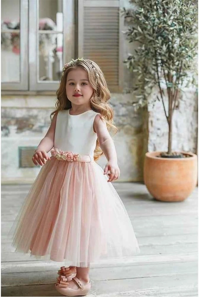 a-line Flower Girl Dress lace Floral Floor Length Cute Tulle Ball Gown Dresses