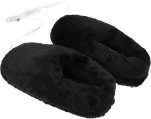 ABOOFAN Mens Rechargeable Heated Sliers 5v Electric Foot Warmer Slippers Indoor Heating House Shoes Black Comfortable Winter Warm Shoes
