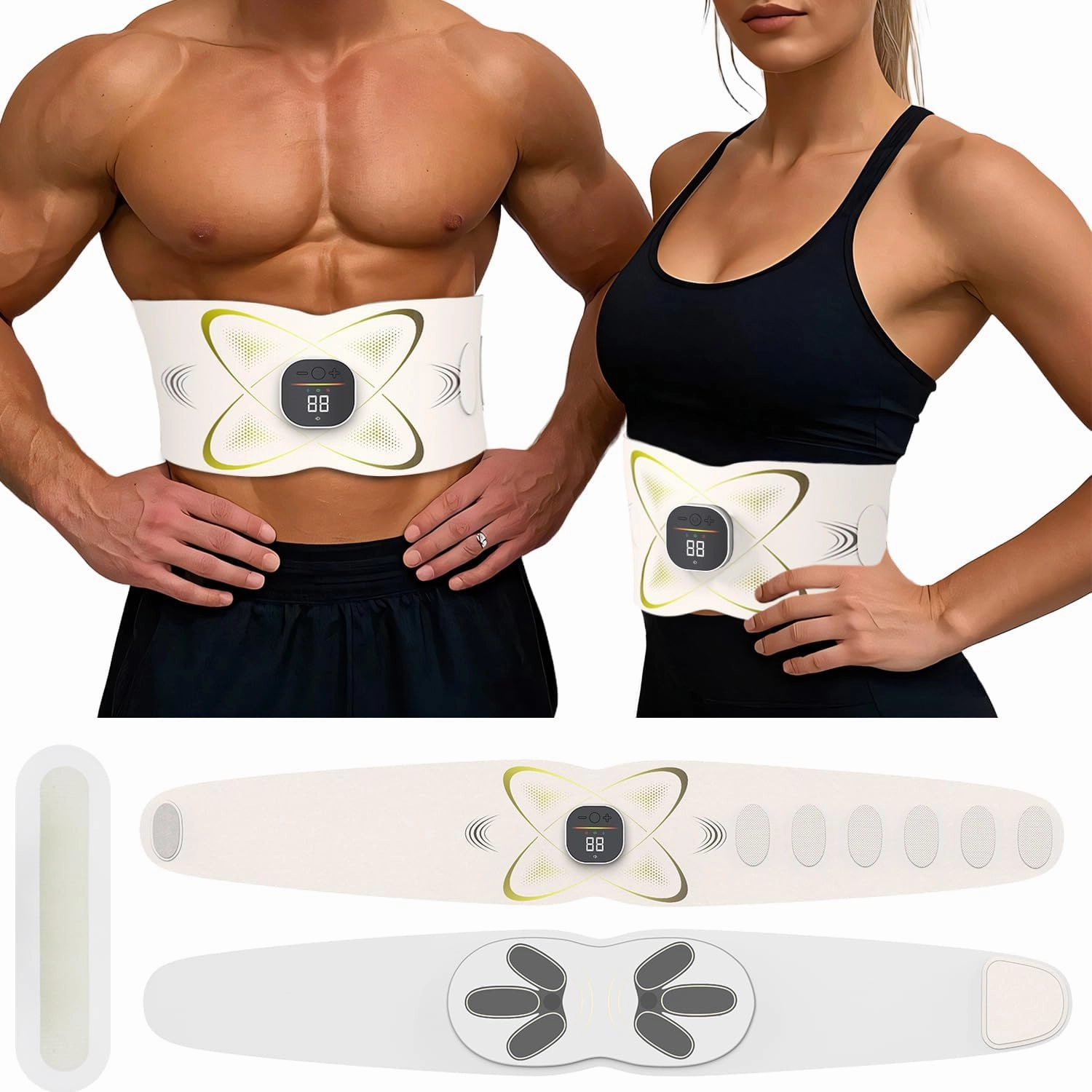 Abs Sculptor, Ab Toning Belt with Heating Pad for Stomach Cellulite Removal Fat Burning, ab Toner Machine for Belly Exercise Smooth & Firming, Lower Back Massager for Women Men Pain Relief Unisex