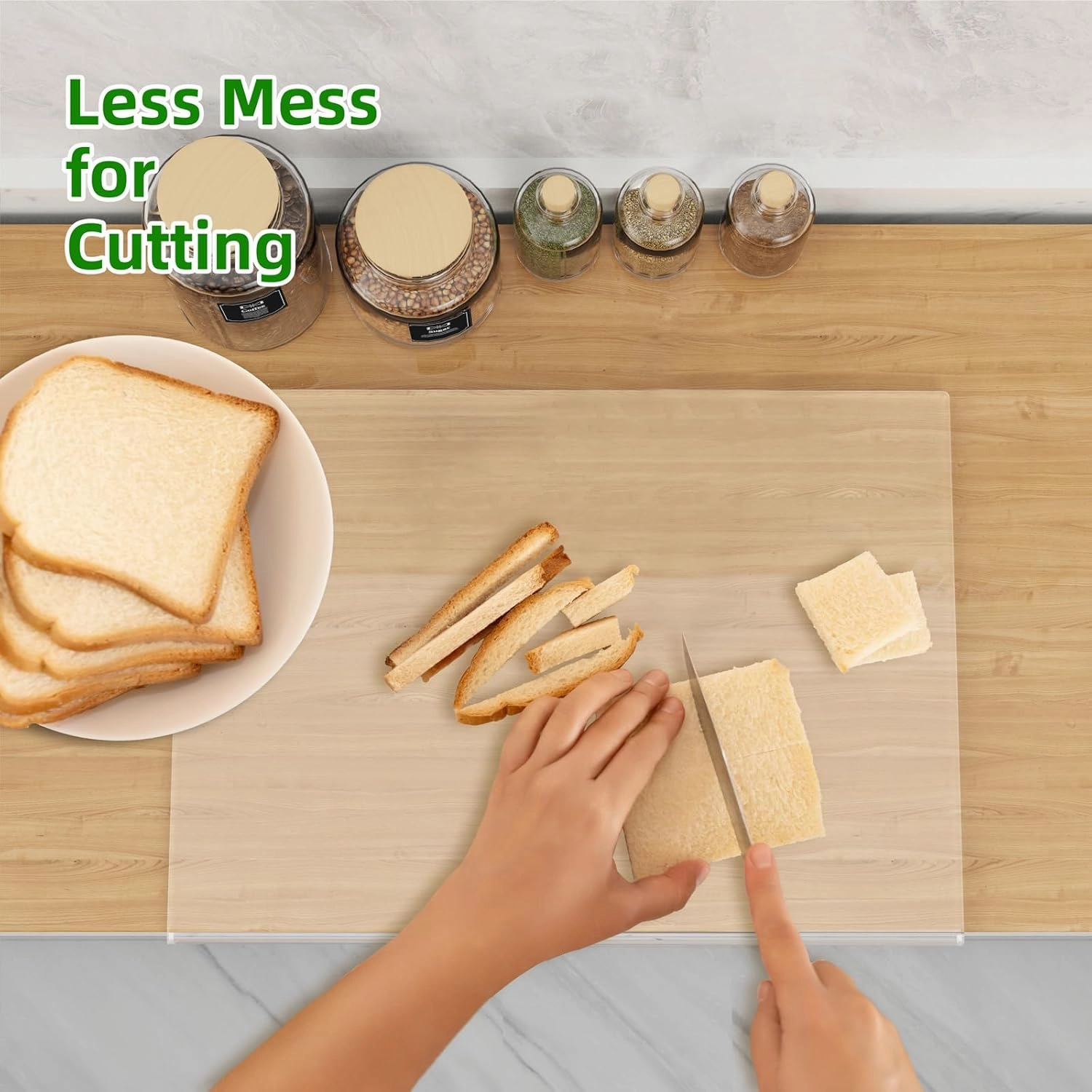 Acrylic Cutting Board with Counter Lip,17.5"x13.5" Clear Cutting Board for Kitchen Countertop,Non-Slip,60% Thicker,Perfect for Bread,Meat,Veggies & More,Great Kitchen Essential Gadgets & Decor