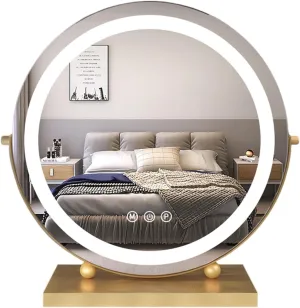 Adjustable Tri Tone LED Lighted Makeup Mirror, Smart Touch Sensitive Makeup Vanity Mirror, 360°Rotation Desktop Mirror, for Make-up, Shaving, Facial Care in The Living Room, Dimmable(30cm/12in)
