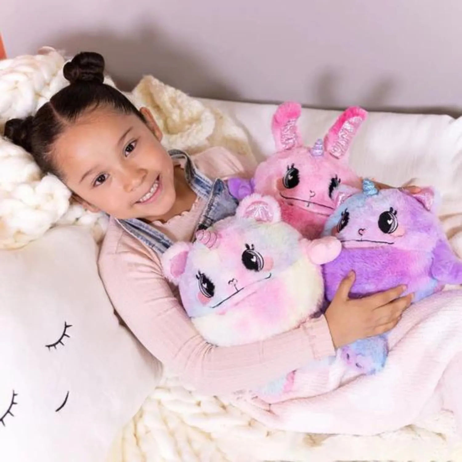 ADORA Cuddle Monster 7” Ultra-Soft Stuffed Animal Fidget Toy with Adorable Pink Glittery Details, Birthday Gift for Ages 3  - Happy Teddy