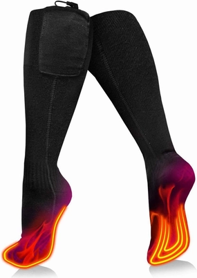 Aheata Heated Socks with Remote Control – Rechargeable 5V Battery Powered Heated Socks for Warm Feet – For Indoors and Outdoors – Dual Battery Charger Kit L/XL