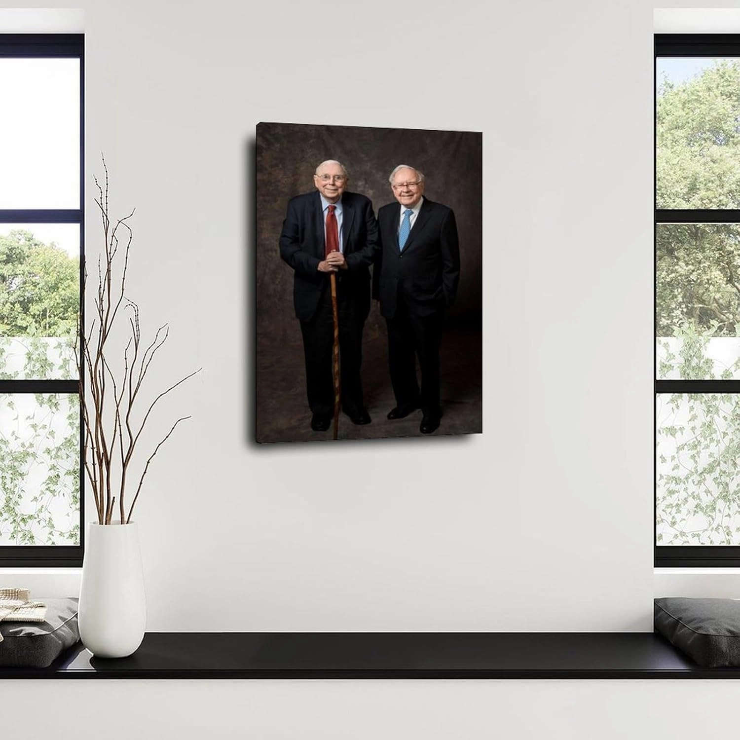 AINHJY Charlie Mungers And Warren Buffett Black And White Portrait Art Poster (1) Canvas Painting Wall Art Poster for Bedroom Living Room Decor 20x30inch(50x75cm)