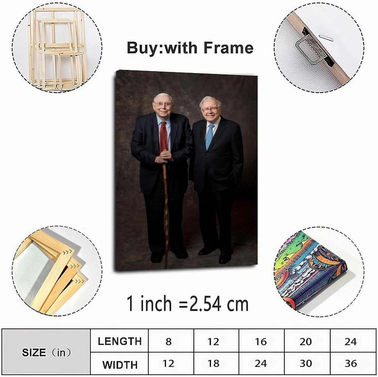 AINHJY Charlie Mungers And Warren Buffett Black And White Portrait Art Poster (1) Canvas Painting Wall Art Poster for Bedroom Living Room Decor 20x30inch(50x75cm)