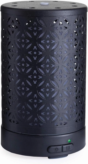 Airome Twilight Medium Cut-Metal Essential Oil Diffuser|100 mL Humidifying Ultrasonic Aromatherapy Diffuser 8 Colorful LED Lights, Intermittent & Continual Mist, Auto Shut-Off, Black