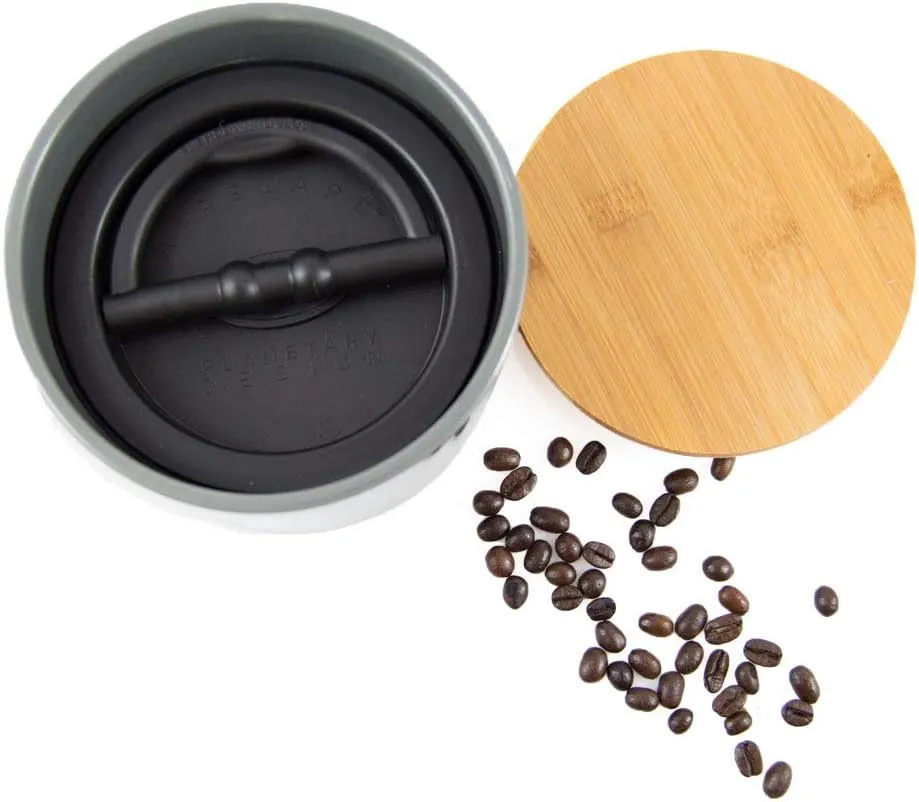 AirScape Planetary Design Ceramic Coffee and Food Storage Canister – Medium 7-inch – US Patented Airtight Inner Lid – Obsidian Black with Bamboo Top