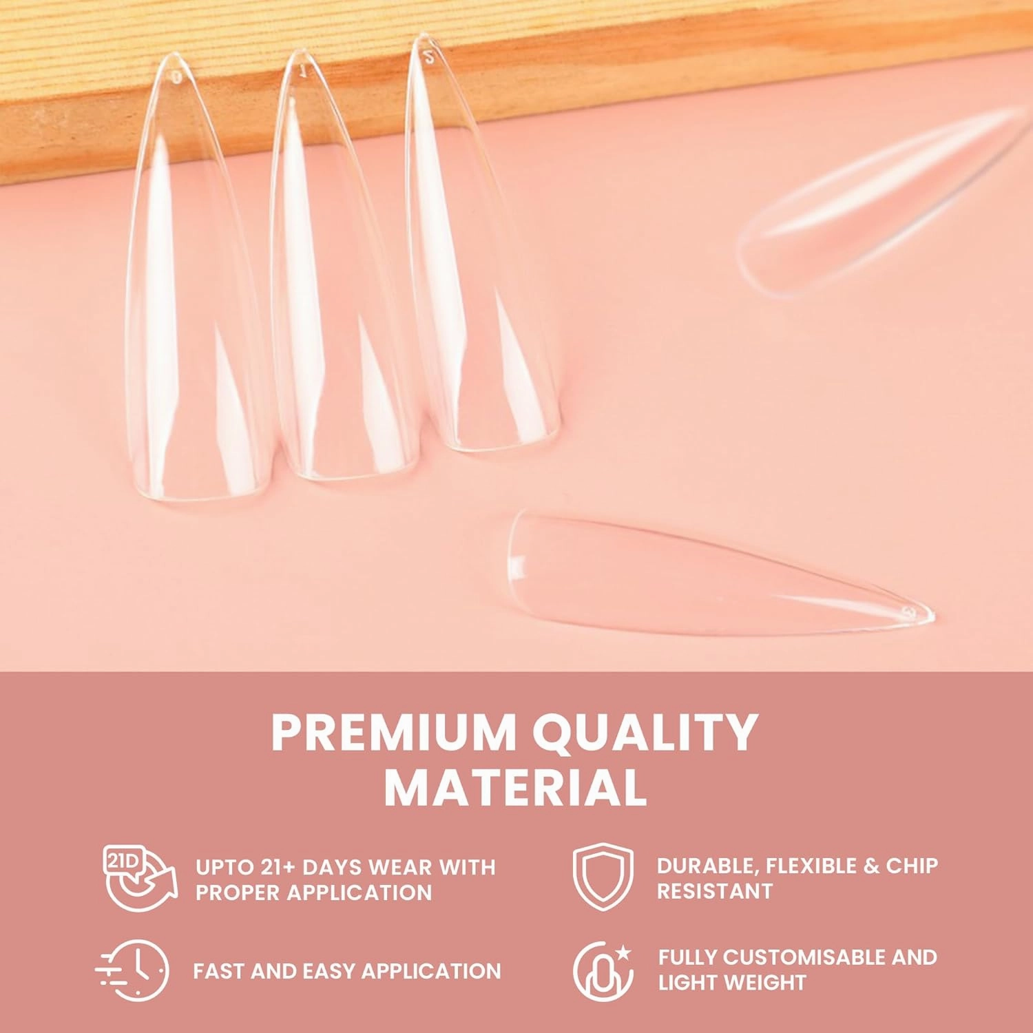 Allkem Soft Gel Nail Tips - 360 pcs XXL Stiletto Nail Extensions Kit - 12 Sizes Extra Extra Long Full Cover Nails - Clear (360 Pieces)