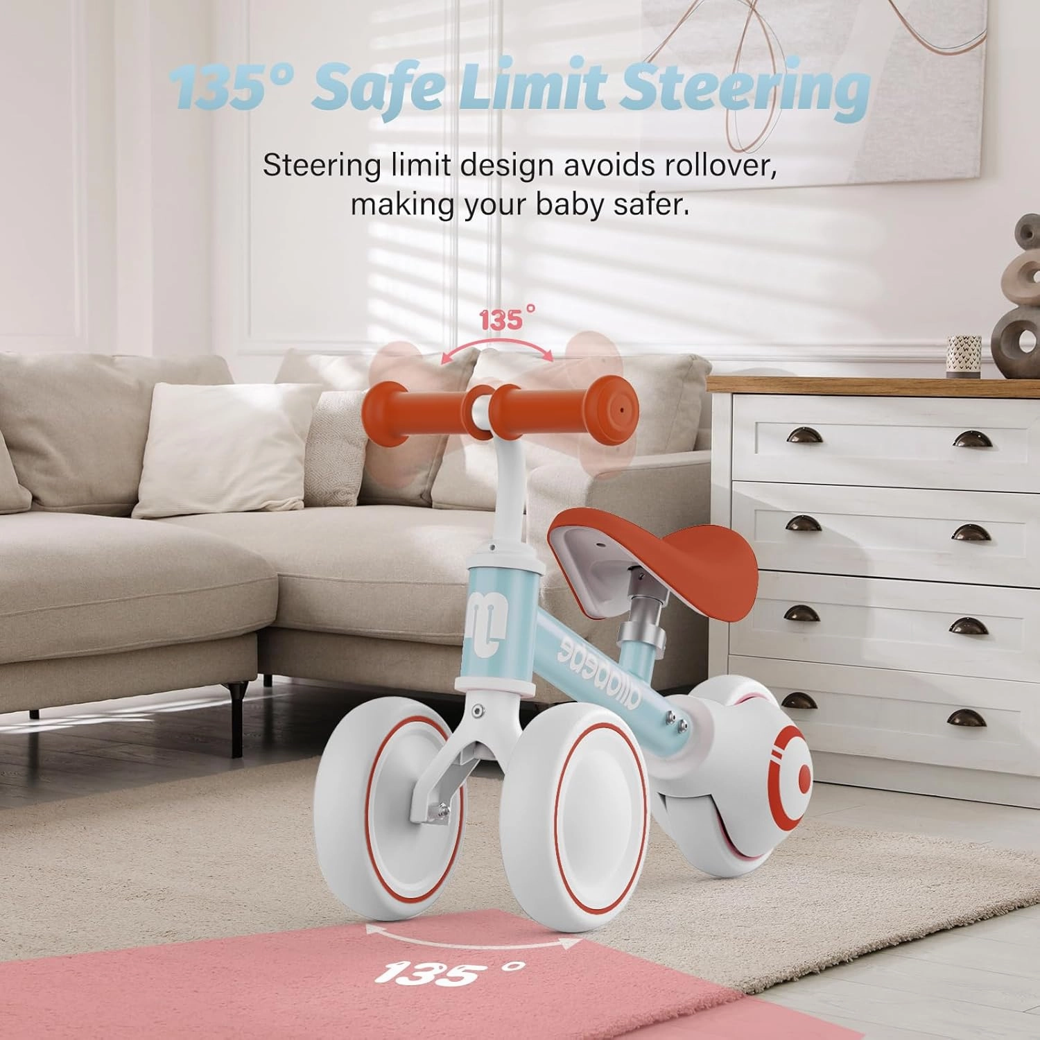 allobebe Baby Balance Bike, Cute Toddler Bikes 12-36 Months Gifts for 1 Year Old Girl Bike to Train Baby from Standing to Running with Adjustable Seat Silent & Soft 3 Wheels