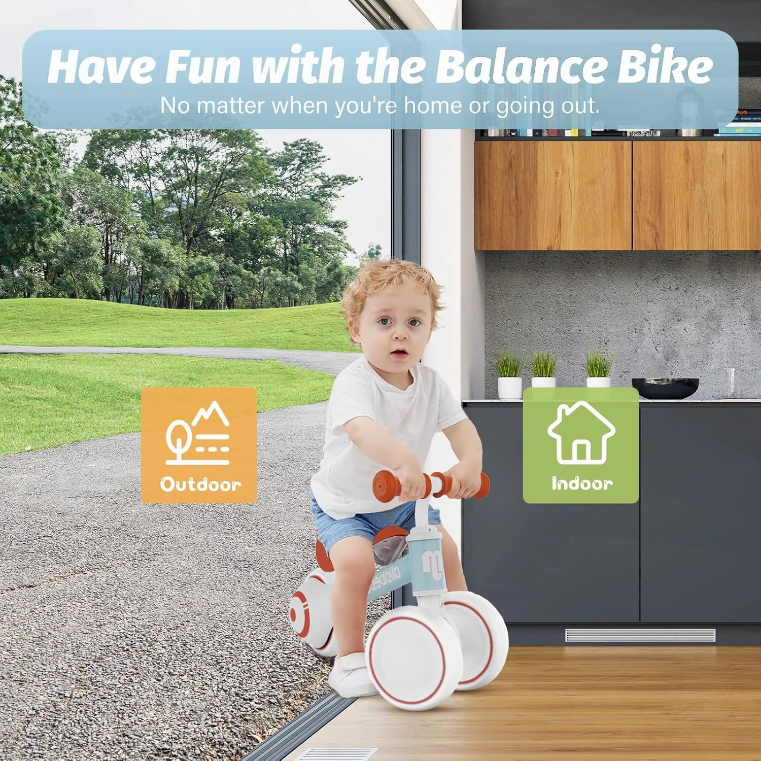 allobebe Baby Balance Bike, Cute Toddler Bikes 12-36 Months Gifts for 1 Year Old Girl Bike to Train Baby from Standing to Running with Adjustable Seat Silent & Soft 3 Wheels
