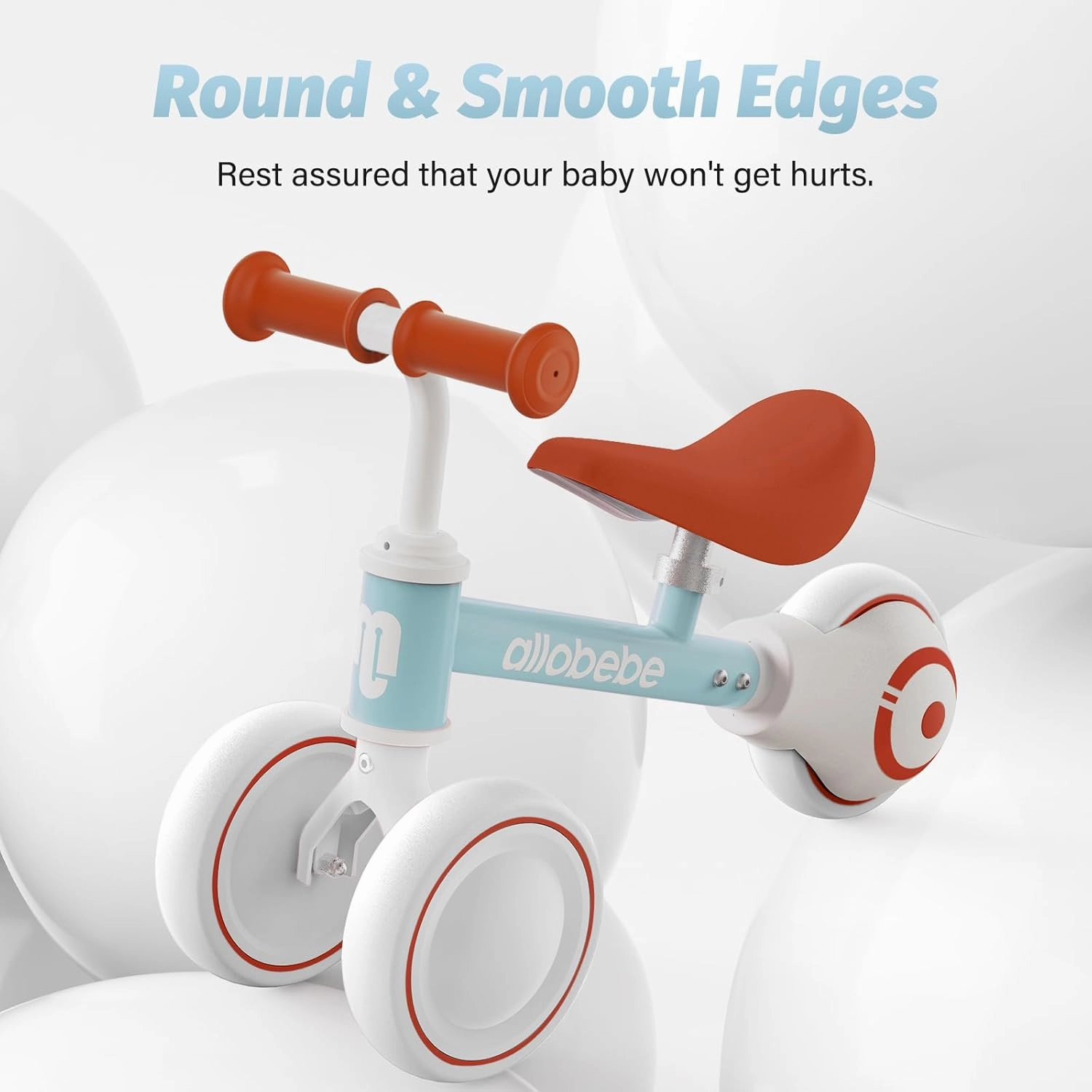 allobebe Baby Balance Bike, Cute Toddler Bikes 12-36 Months Gifts for 1 Year Old Girl Bike to Train Baby from Standing to Running with Adjustable Seat Silent & Soft 3 Wheels