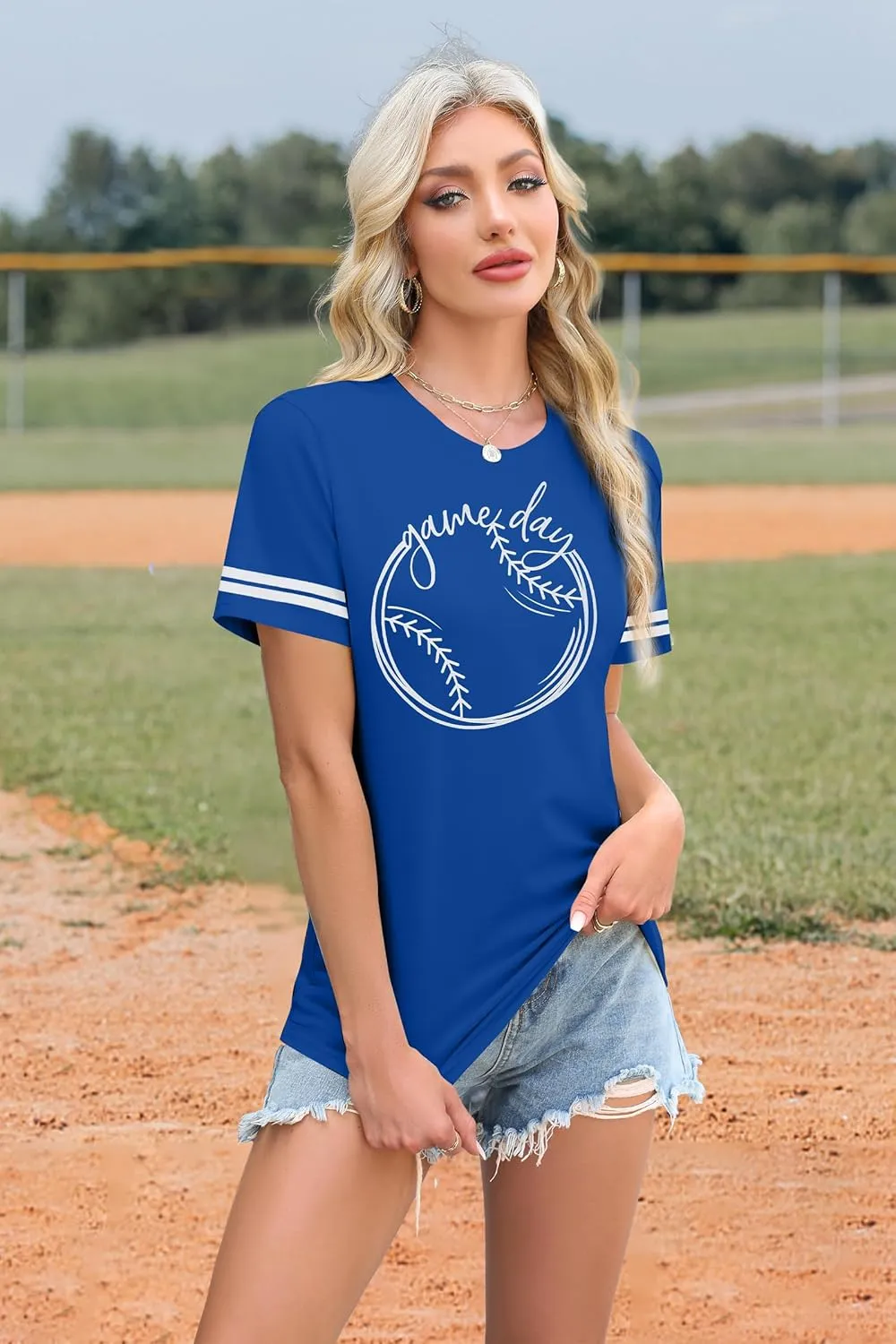 ALLTB Baseball Shirt Women Baseball Mom Shirts Funny Game Day Baseball Graphic Tee Tops Casual Ball Short Sleeve Tee Top