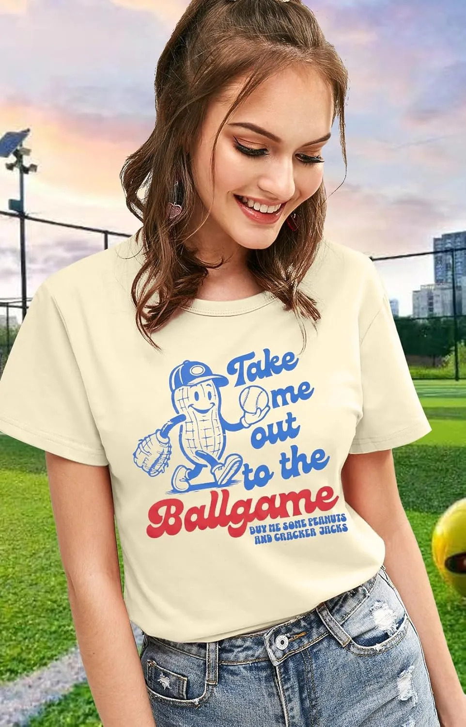 ALLTB Baseball Shirts Women Funny Baseball Mom Shirt Ballgame Graphic Tshirt Game Day Fan Tee Casual Short Sleeve Top