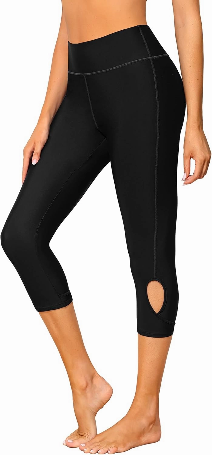ALove Swim Pants for Women High Waisted Swimming Leggings Stretch Swim Capris Sporty Long Swim Board Shorts