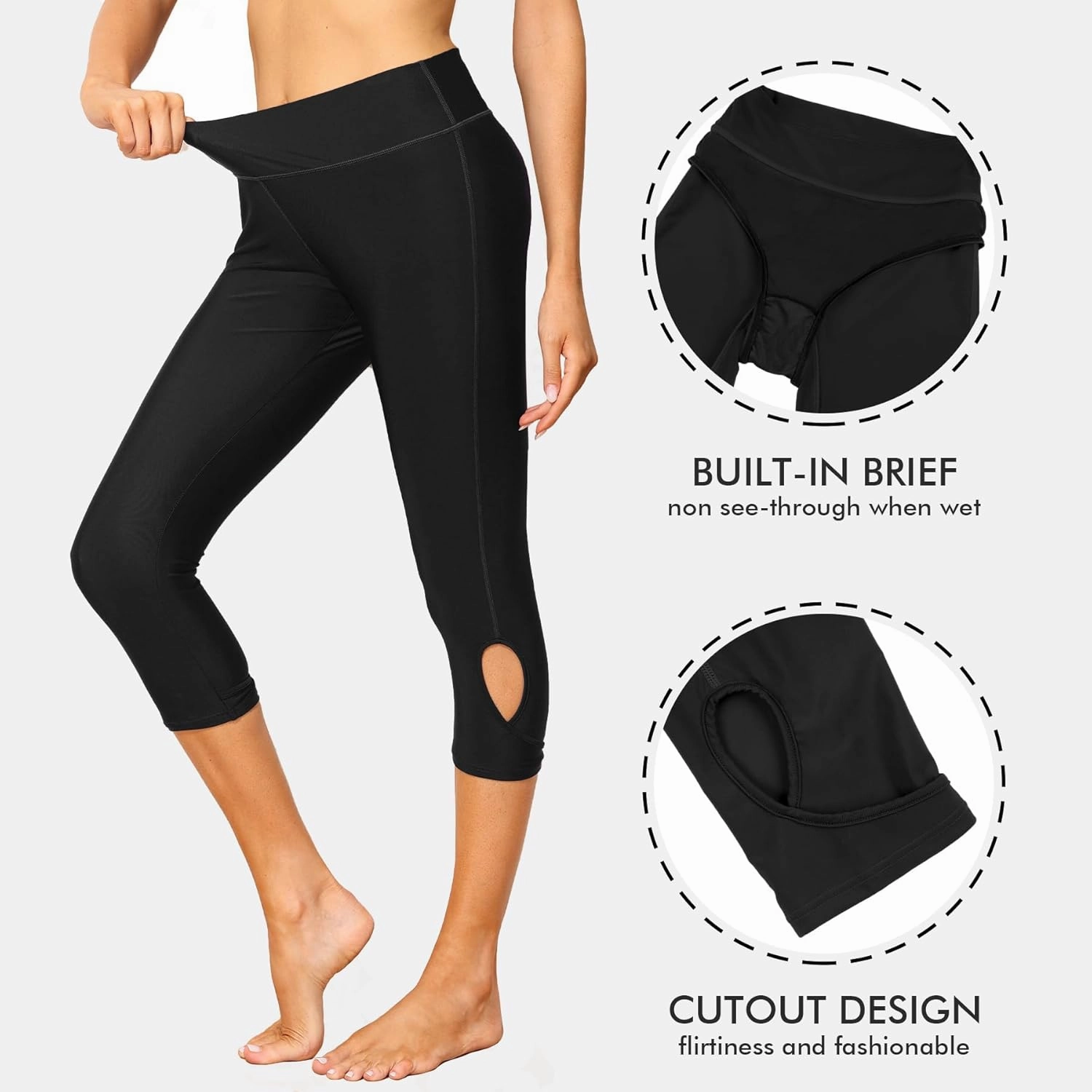 ALove Swim Pants for Women High Waisted Swimming Leggings Stretch Swim Capris Sporty Long Swim Board Shorts