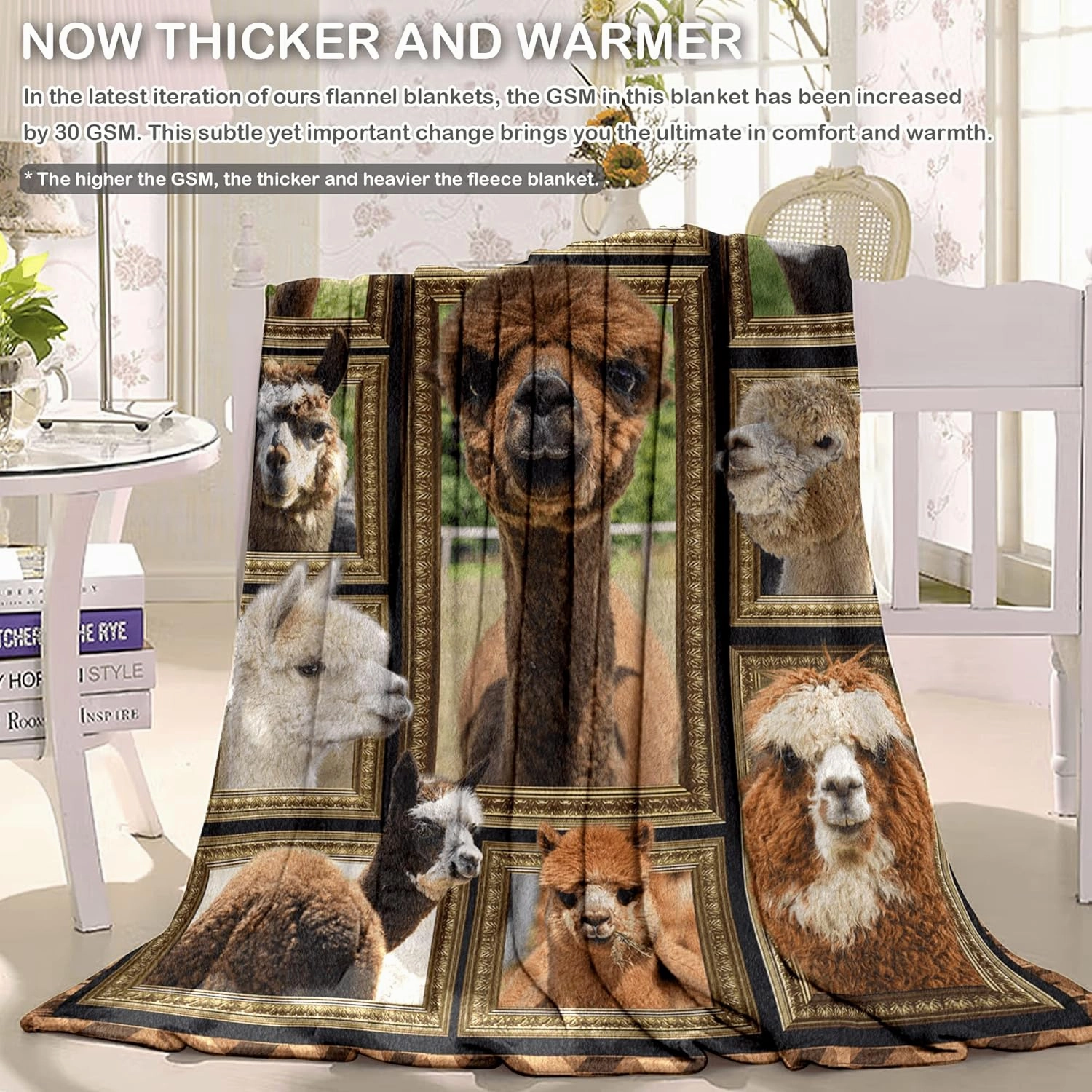 Alpaca Blanket for Kids Soft Throw Blanket for Couch Bed Sofa Living Room, Cozy Fleece Blankets and Throws Warm Flannel Travel Blanket for Boys Girls, Alpaca Gifts for Baby Toddler, 40" x 50