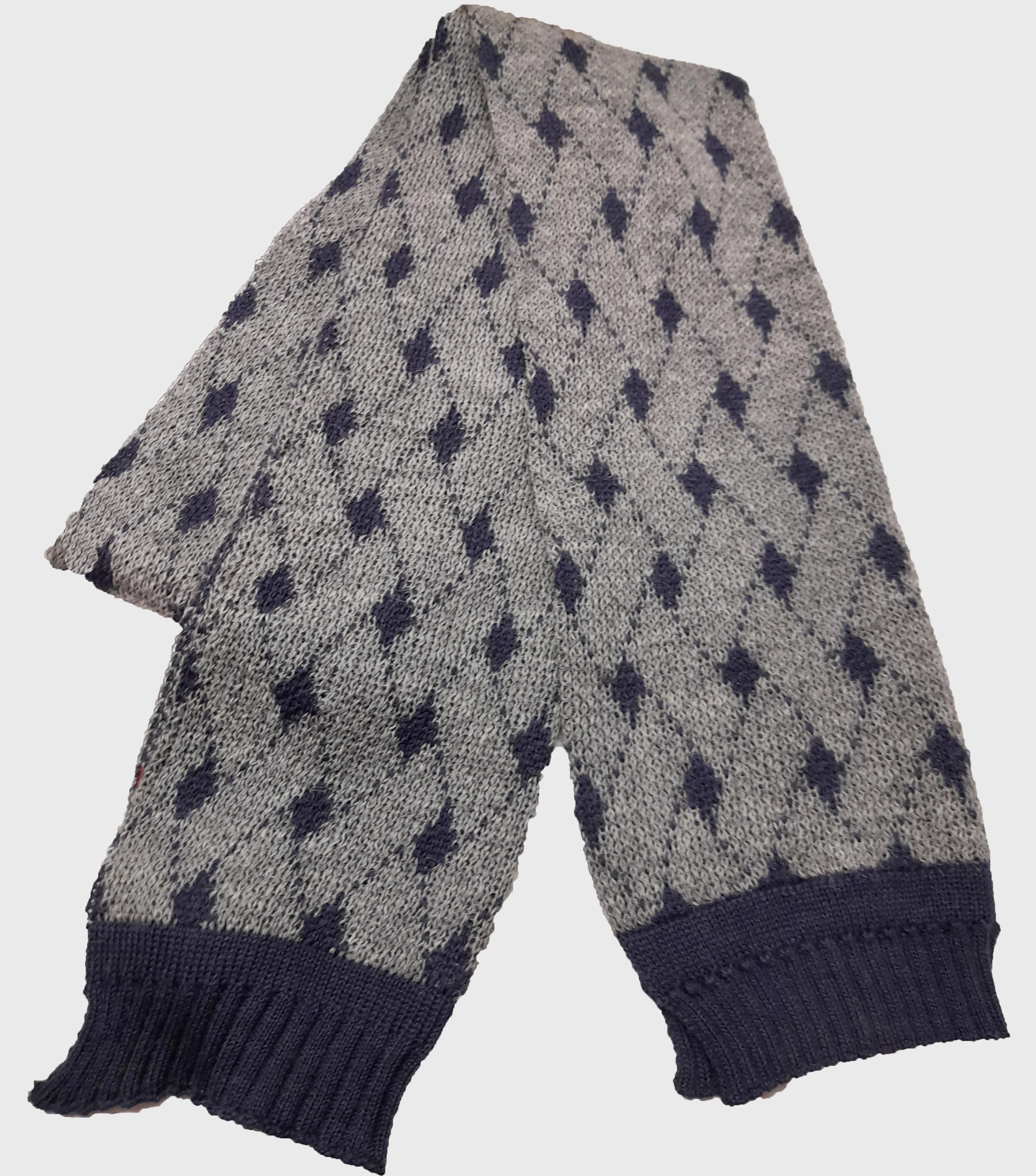 Alpaca Scarf Bricks Design Grey/Blue