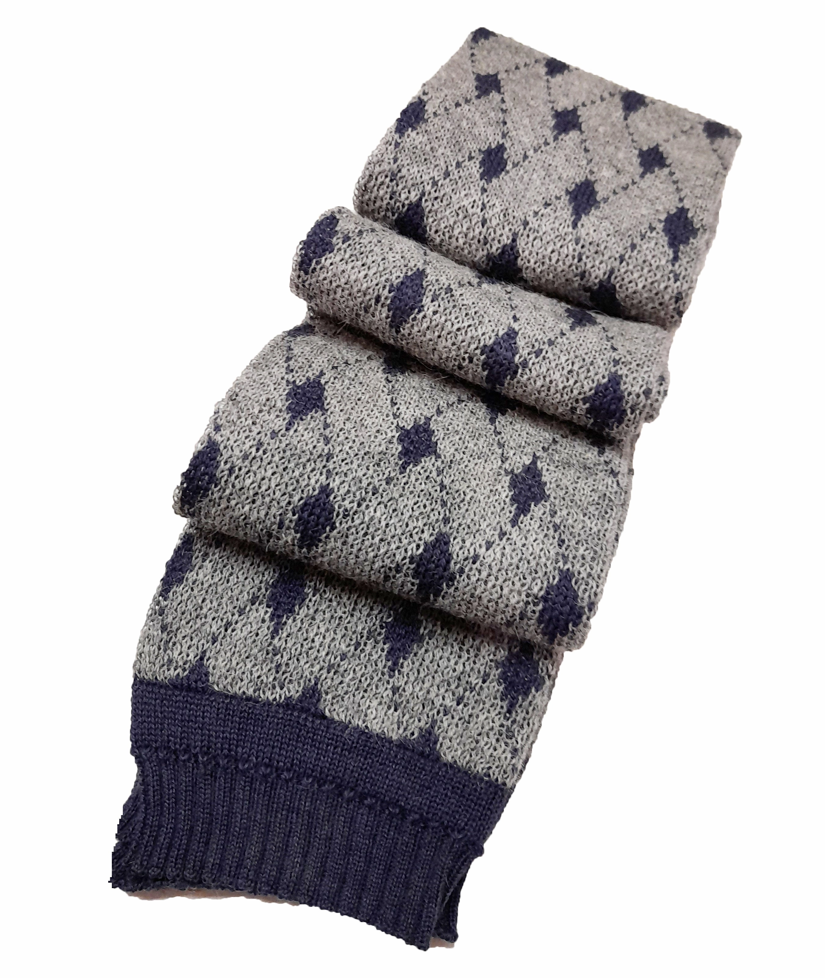 Alpaca Scarf Bricks Design Grey/Blue