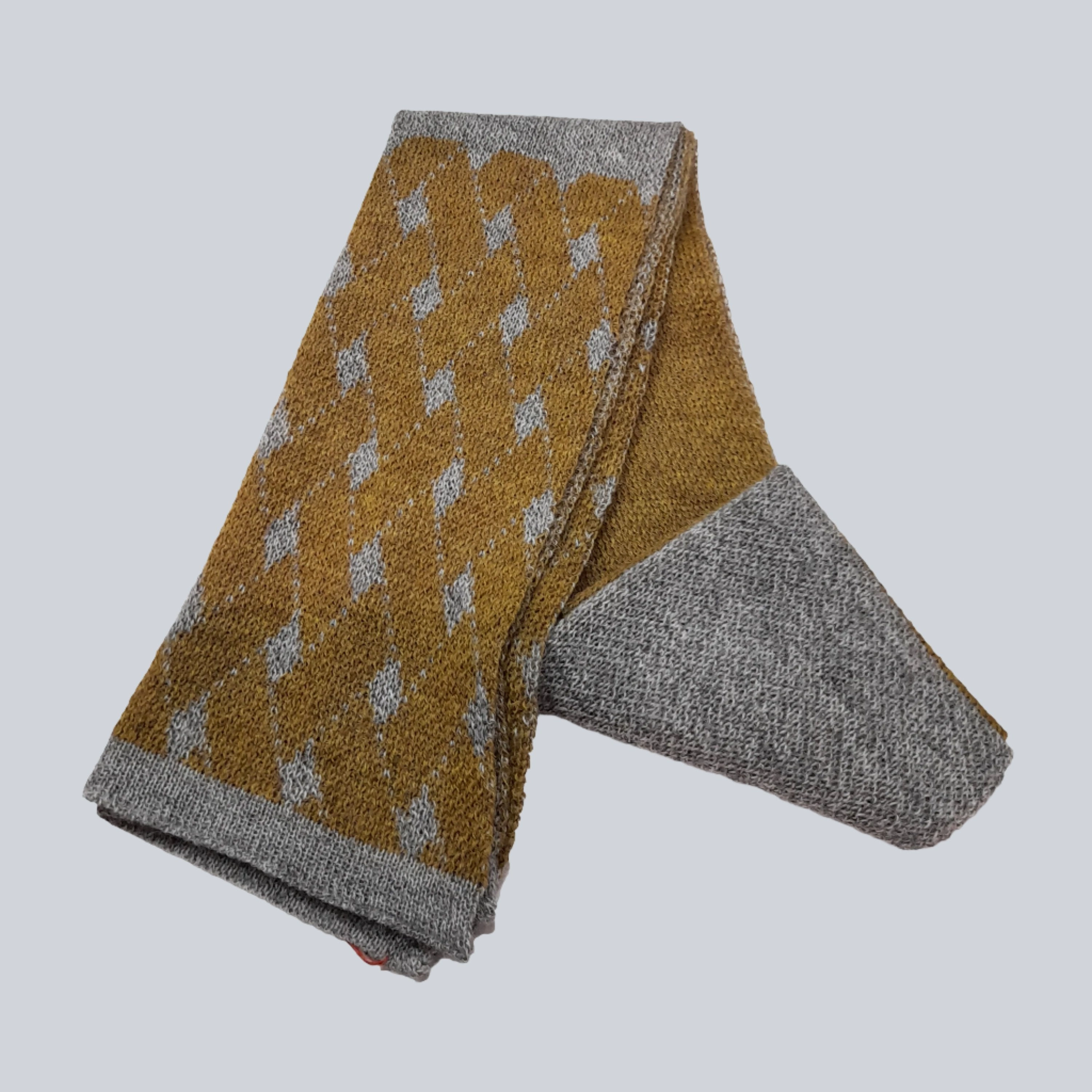 Alpaca Scarf Scotland Design Mustard/Gray