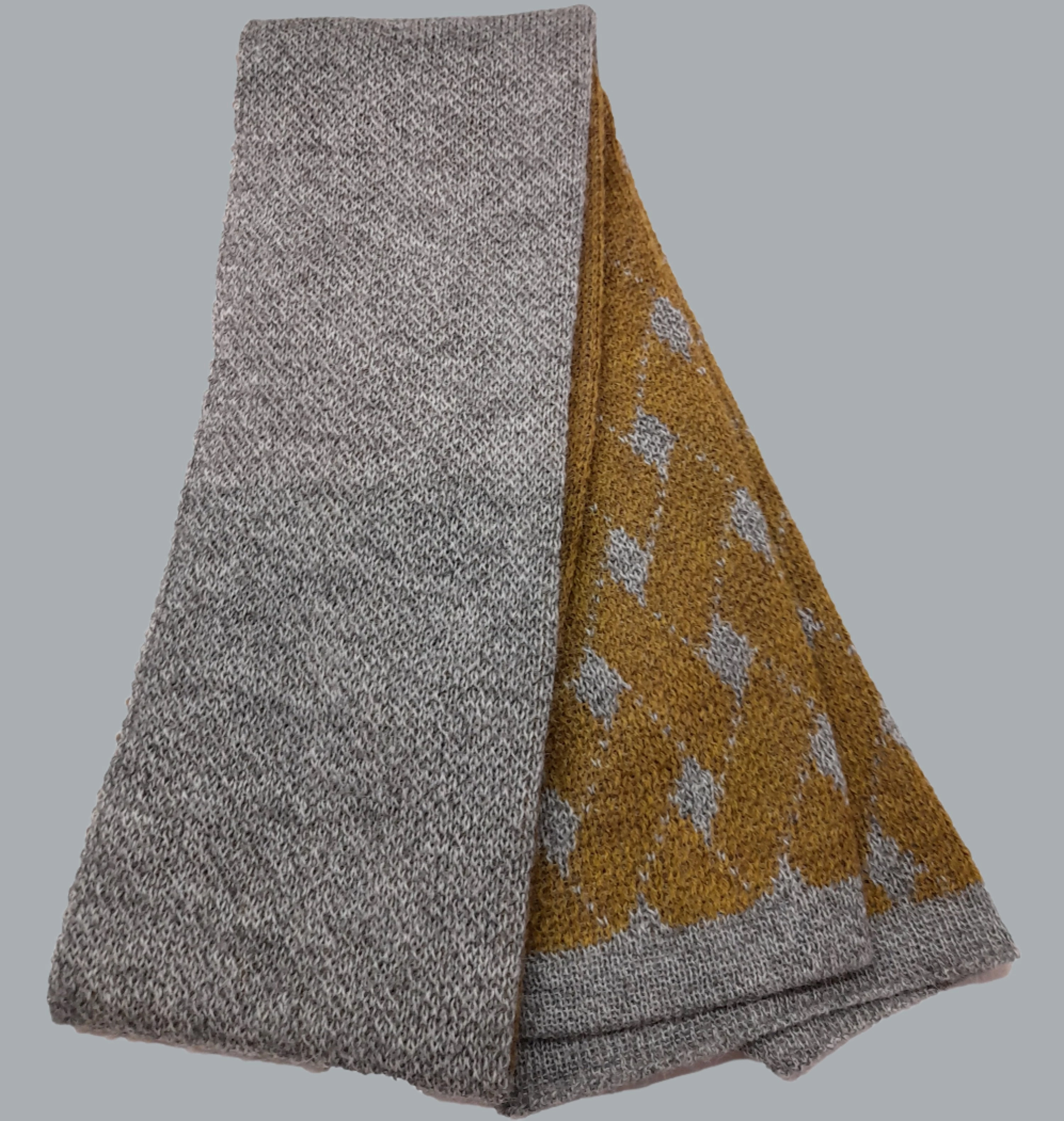 Alpaca Scarf Scotland Design Mustard/Gray