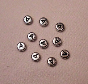 Alphabet Bead Flat Rnd 7x3.5 Silver A