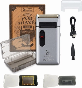Aluminum Foil Shaver, with 24K Replaceable Gold Coated Foil Blade and Popup Beard Trimmer