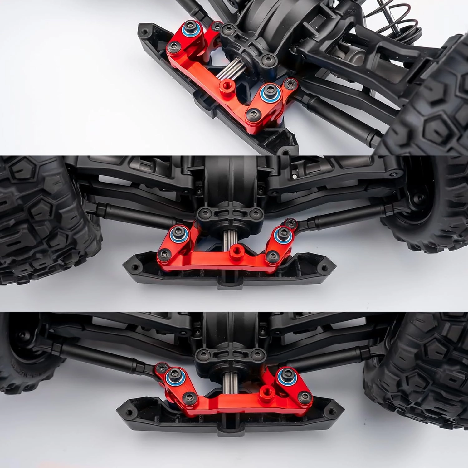 Aluminum Front Bellcrank Steering Assembly for Tra-xxas 1/16 Mini Maxx 4WD RTR Brushless Monster Truck RC Car Upgrades Parts (Red)