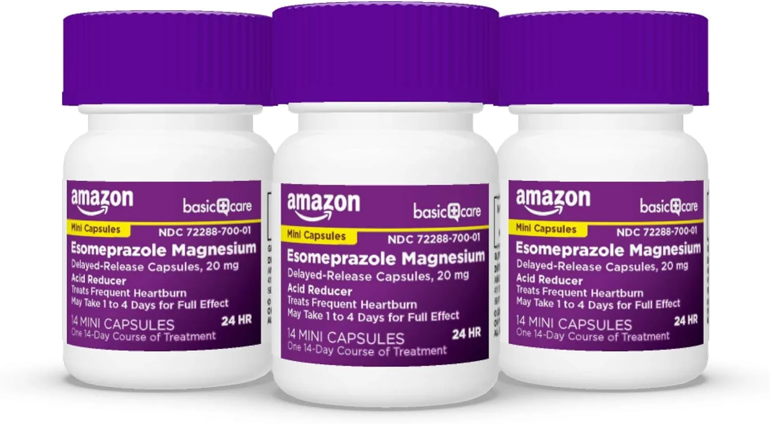 Amazon Basic Care Esomeprazole Magnesium Delayed-Release Mini Capsules, 20 mg, Acid Reducer, 24 Hour Heartburn Medicine, 42 Count