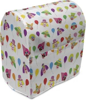 Ambesonne Clown Stand Mixer Cover, Colorful Funny Pattern with Balloons and Colored Funny People Faces Repetition, Kitchen Appliance Organizer Bag Cover with a Pocket, 6-8 Quarts, Multicolor