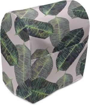 Ambesonne Leaves Stand Mixer Cover, Colorful Abstract Hatched Style Leaves Repetition Tropical Illustration, Kitchen Appliance Organizer Bag Cover with a Pocket, 6-8 Quarts, Pale Pink Multicolor