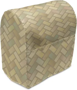 Ambesonne Neutral Color Stand Mixer Cover, Pastel Colorful Pavement Like Repetition with Diagonal Chevron Bricks, Kitchen Appliance Organizer Bag Cover with a Pocket, 6-8 Quarts, Tan and Multicolor