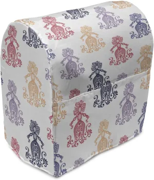 Ambesonne Vintage Stand Mixer Cover, Woman Shaped Floral Swirling Victorian in Colorful Design Repetition Print, Kitchen Appliance Organizer Bag Cover with a Pocket, 6-8 Quarts, Multicolor
