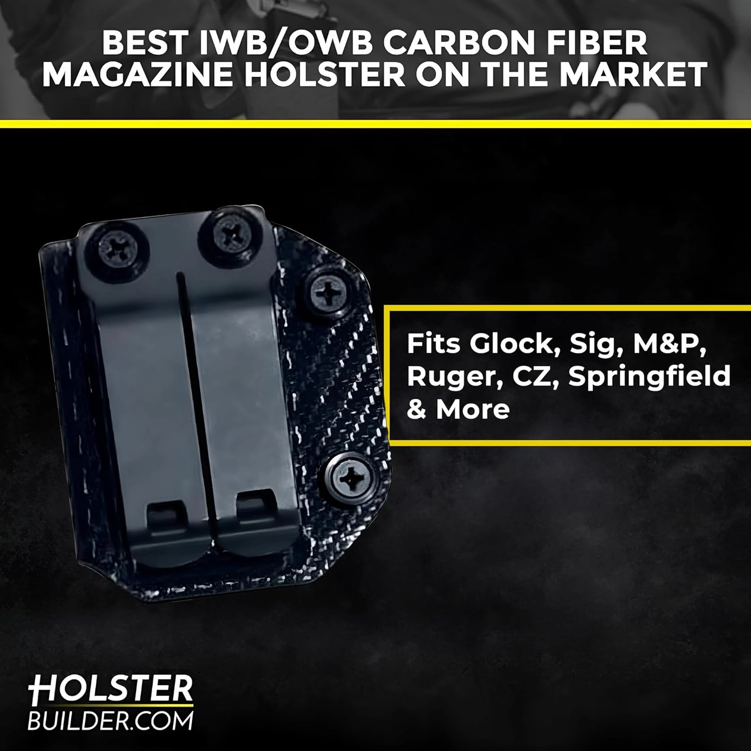 Ambidextrous IWB/OWB Carbon Fiber Magazine Holster - Ideal for Glock 19, 27, 43x, 45 & Other Models - Convenient Concealment Holster with Mag Pouch - Accessory for Men & Women
