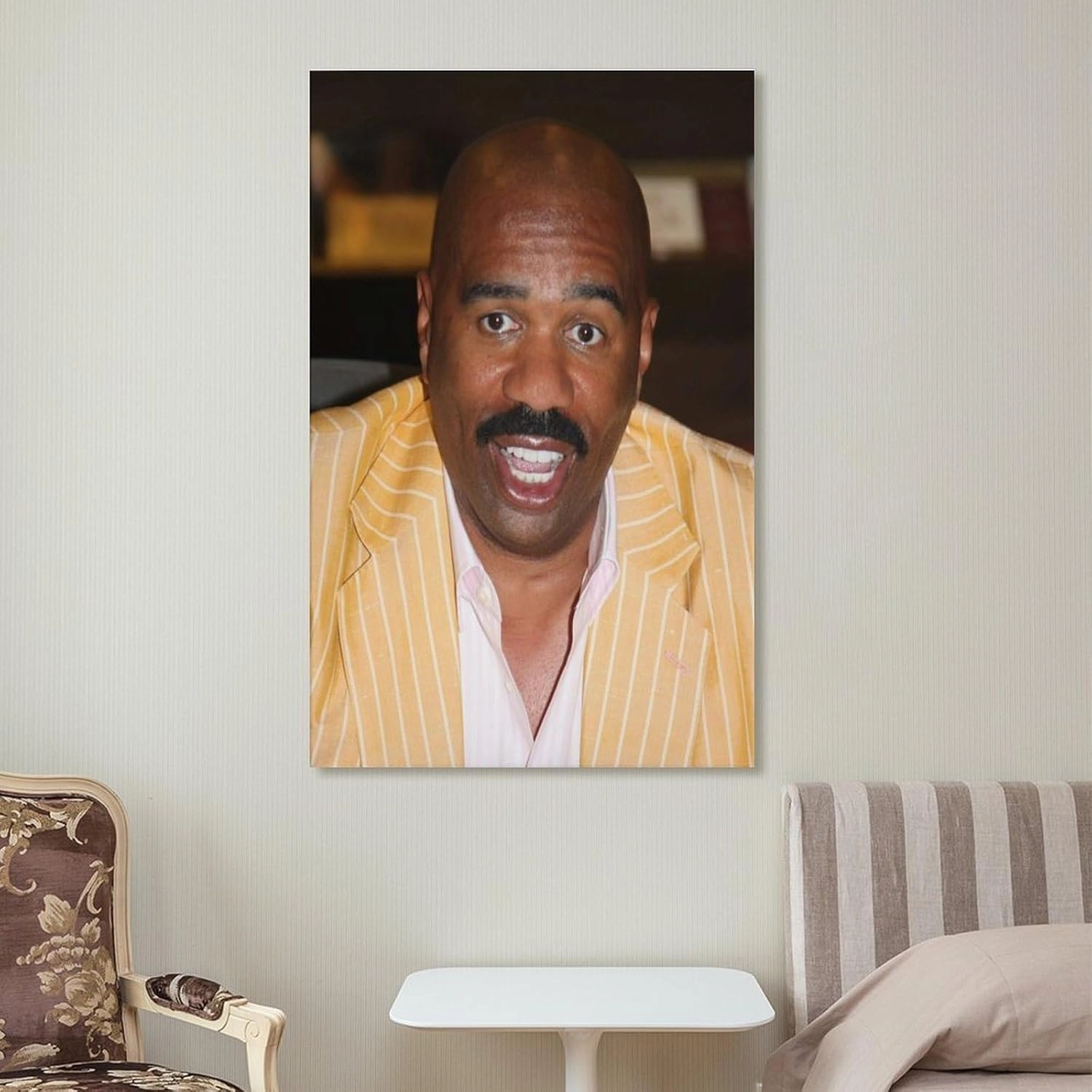 American Television Hosts Steve Harvey Poster Canvas Wall Art Posters For Room Aesthetic And Decor 3 Poster For Bedroom Bathroom Living Room Office Kitchen Decor 08x12inch(20x30cm)Frame-style
