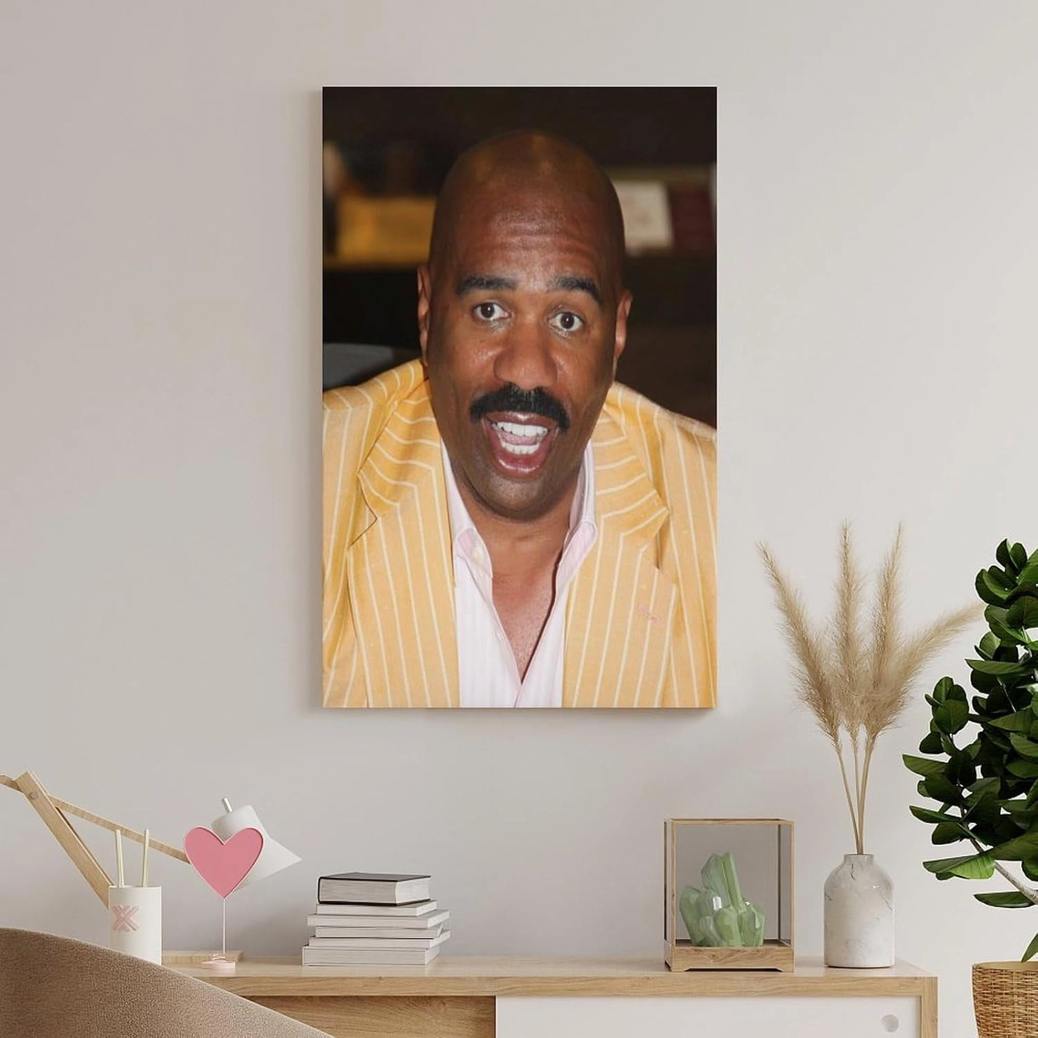 American Television Hosts Steve Harvey Poster Canvas Wall Art Posters For Room Aesthetic And Decor 3 Poster For Bedroom Bathroom Living Room Office Kitchen Decor 08x12inch(20x30cm)Frame-style